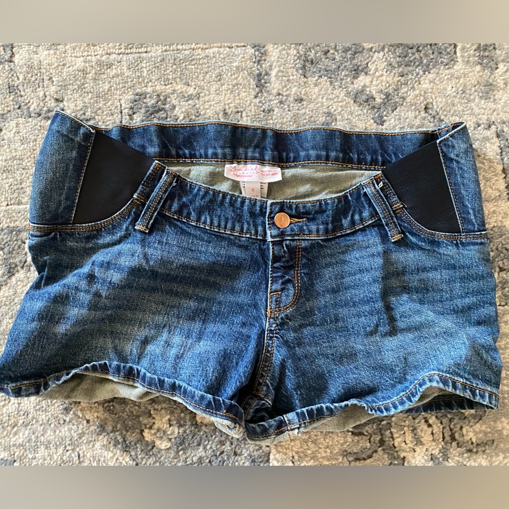 Denim maternity shorts